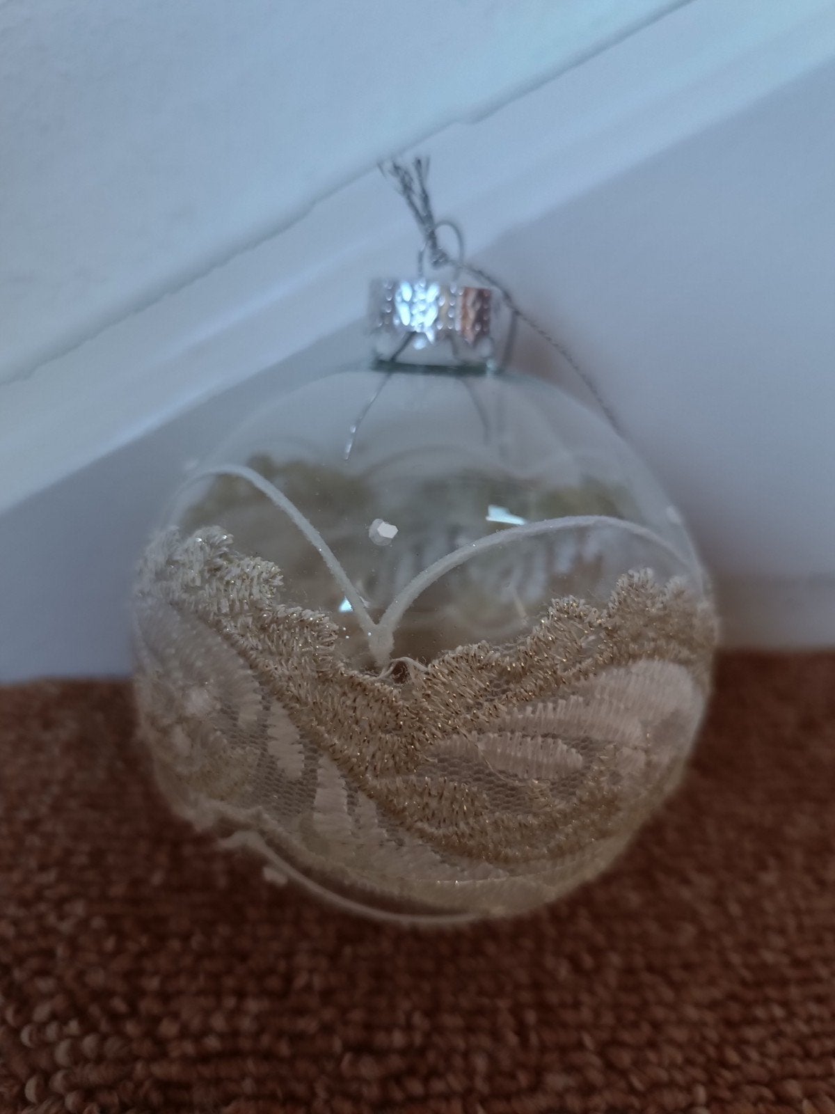 Kerstbal glas kant, Antiek en Kunst, Ophalen of Verzenden