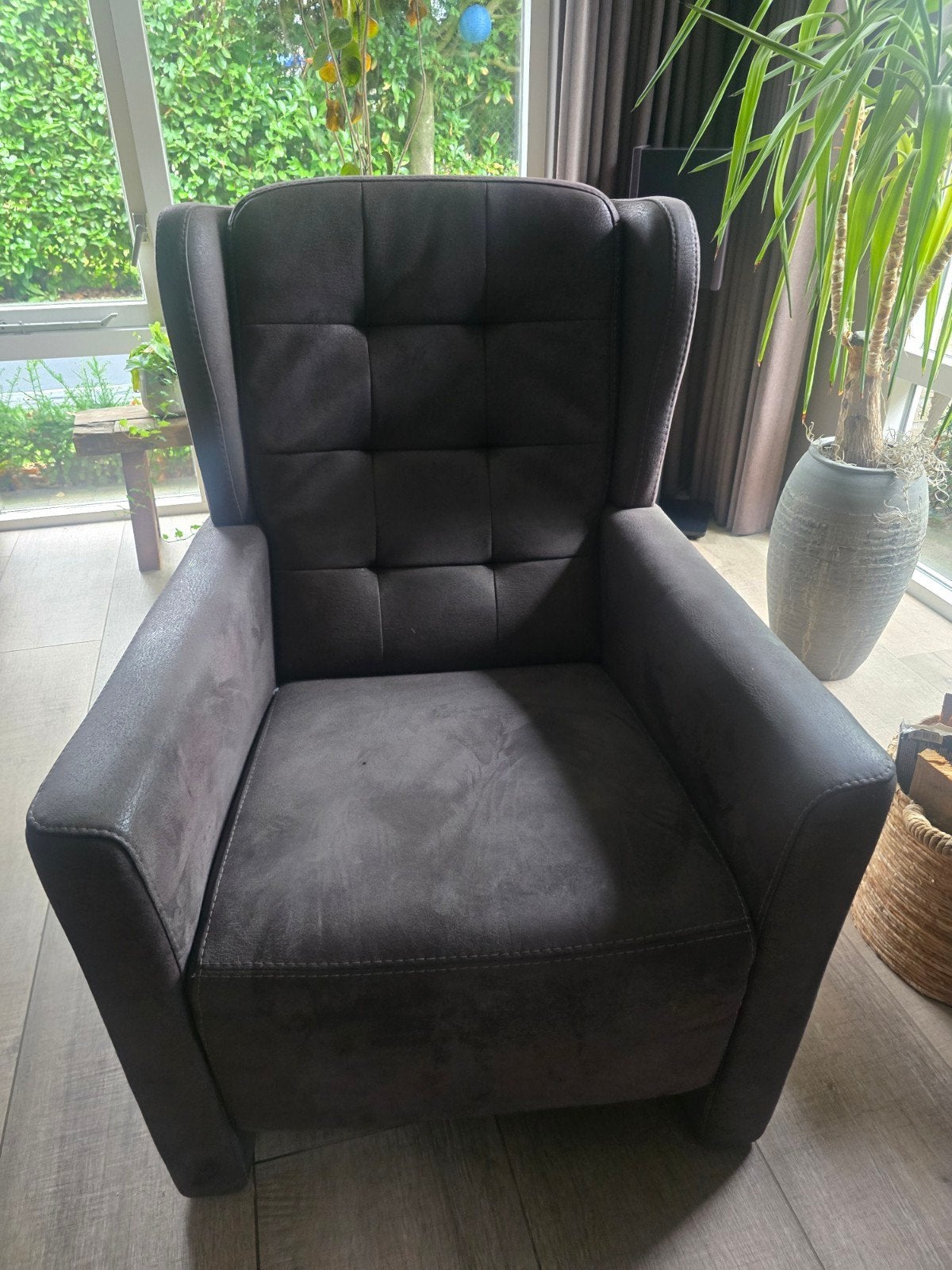 grijze fauteuil, Huis en Inrichting, Fauteuils, Ophalen, Zo goed als nieuw, 75 tot 100 cm, 50 tot 75 cm