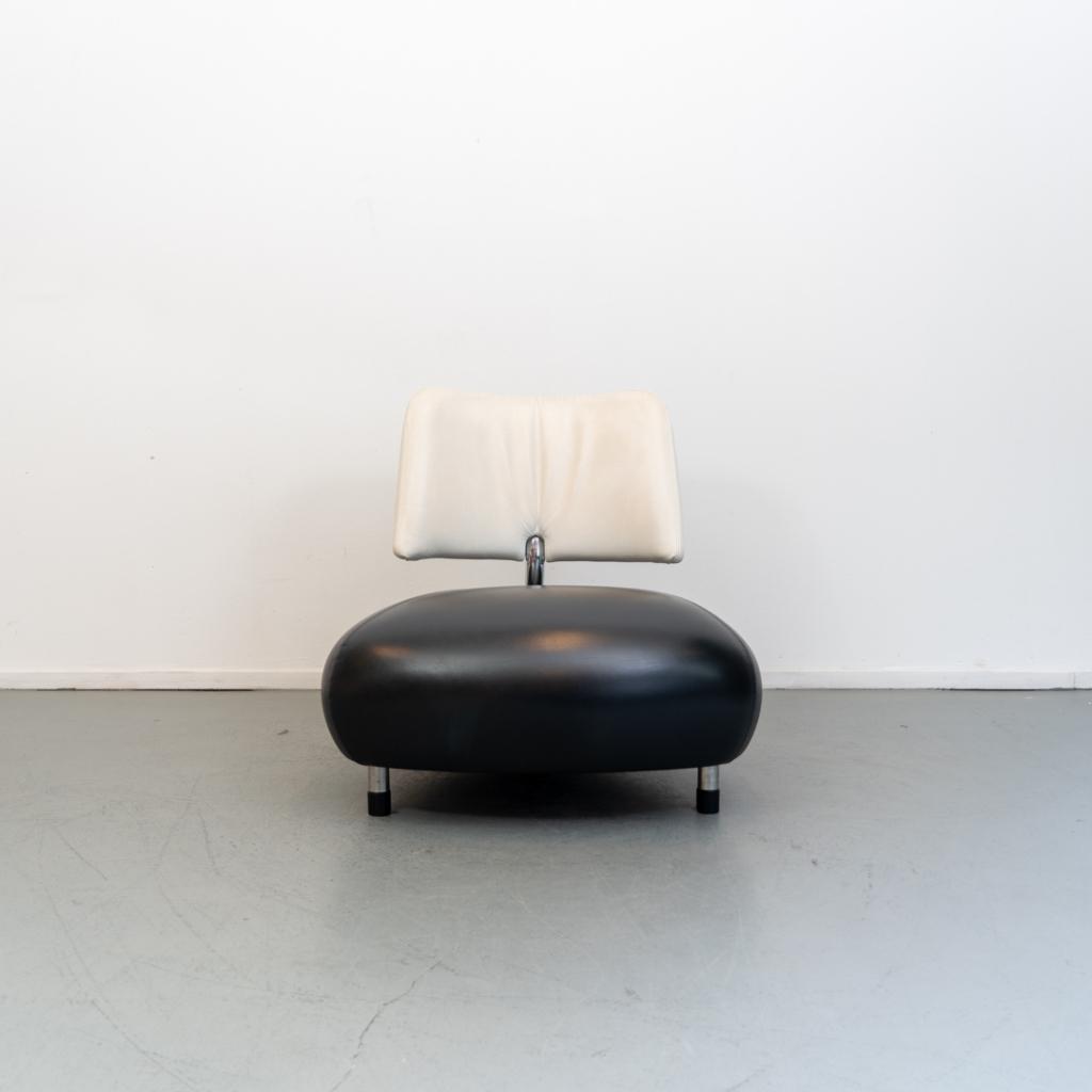 1x Leolux Pallone fauteuil zwart/wit, Niet ingevuld, Leer, Ophalen of Verzenden, Zo goed als nieuw