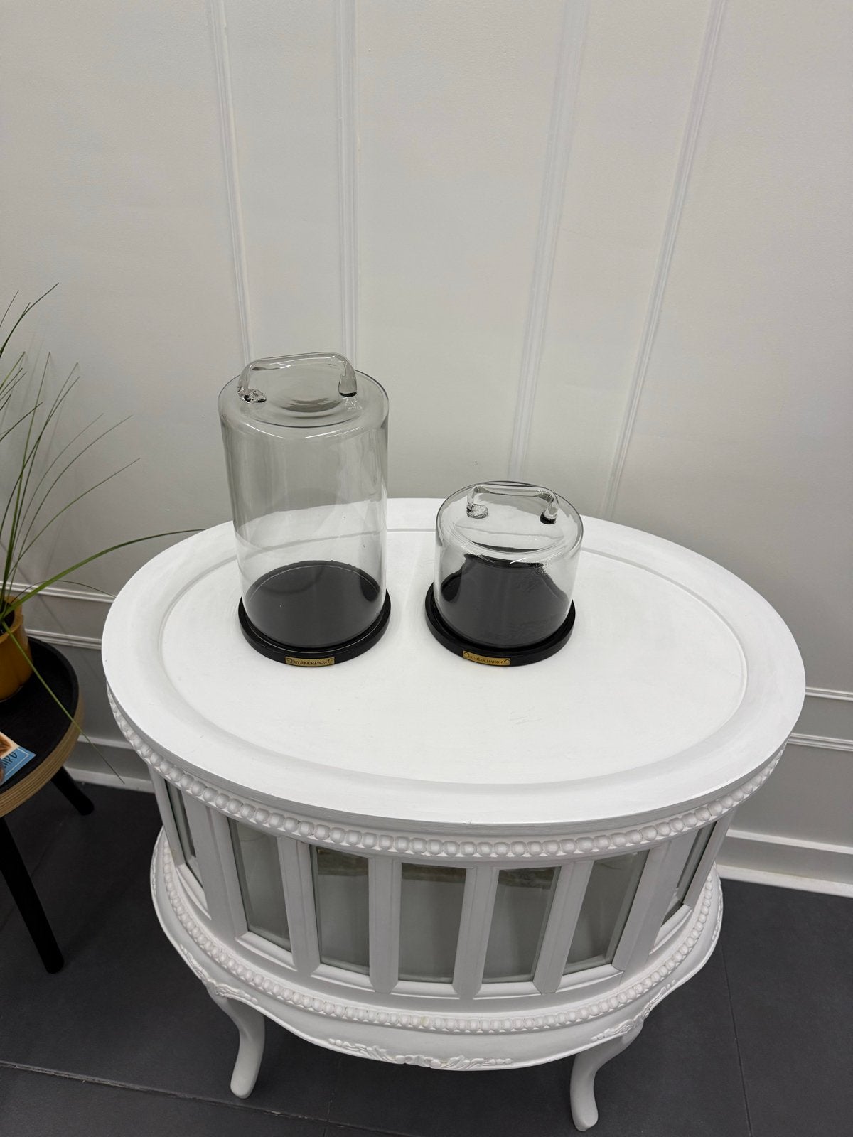 Riviera Maison Rib glazen stolpen set, Ophalen of Verzenden, Zo goed als nieuw, Glas, Landelijk