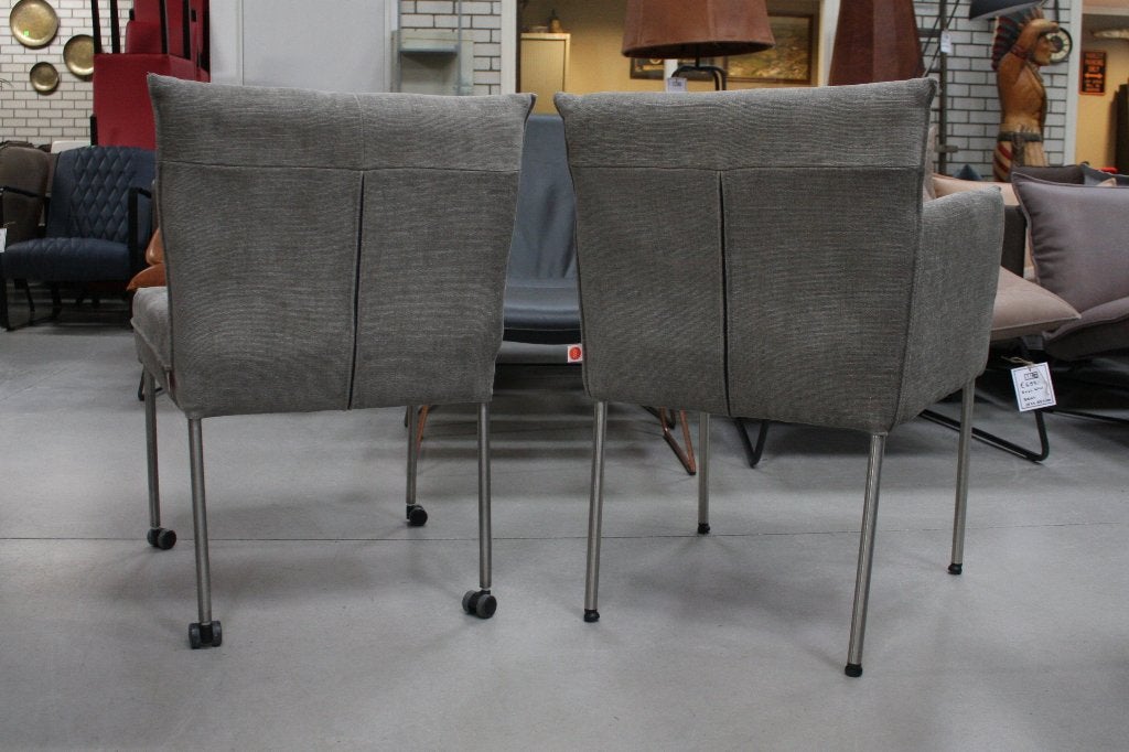 4 x luxe eetkamerstoel Forward Jess design stof wieltjes, Huis en Inrichting, Ophalen, Zo goed als nieuw, Grijs, Stof