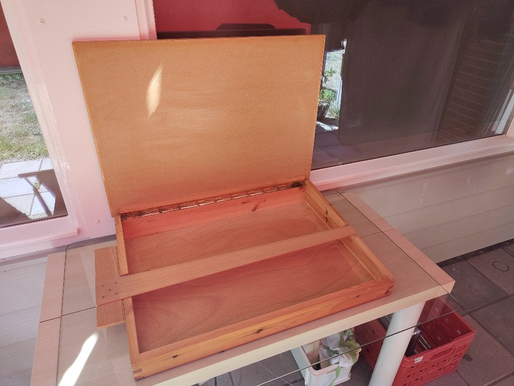 Houten tekentafel / tekenplateau met opbergvak en tekenhaak, Doe-het-zelf en Verbouw, Ophalen, Gebruikt, Minder dan 130 cm