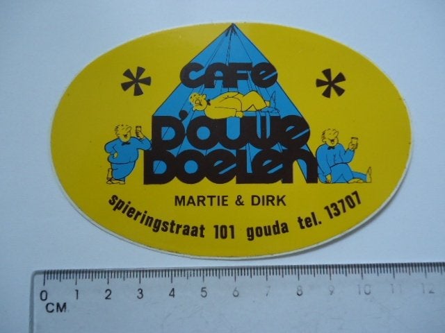 sticker oud GOUDA cafe bar Ouwe DOELEN martie dirk horeca, Verzenden, Zo goed als nieuw, Bedrijf of Vereniging