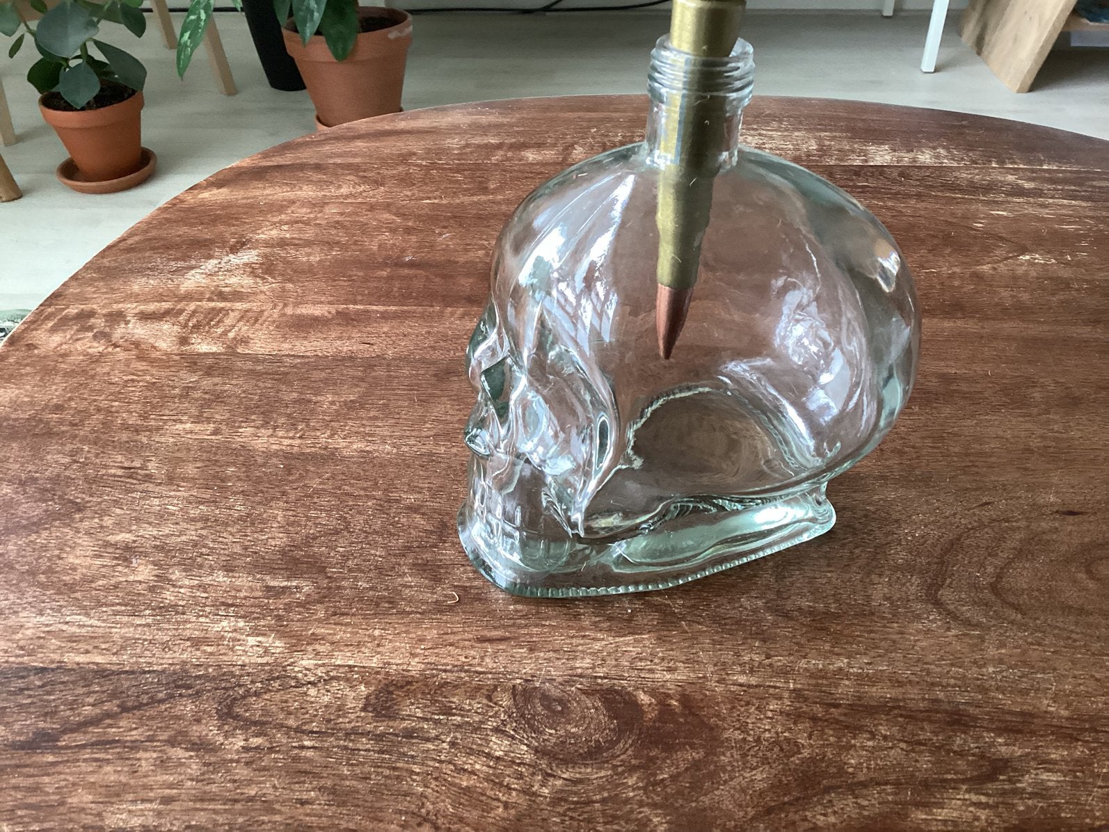 Glazen Skull met kogel als Flessen opener, Ophalen of Verzenden, Nieuw, Glas