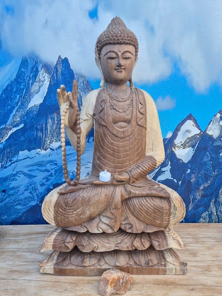 boeddha handgemaakt uit hout, Ophalen, Houtsnijwerk, 50 - 100 cm, Handgemaakt