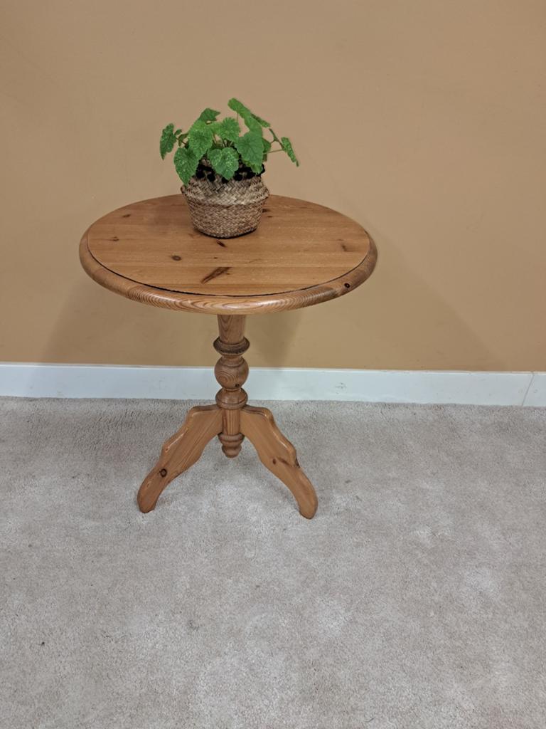 Grenen wijntafel -bijzettafel - Rond - D60xH71, Ophalen, Gebruikt, Rond, 55 tot 75 cm