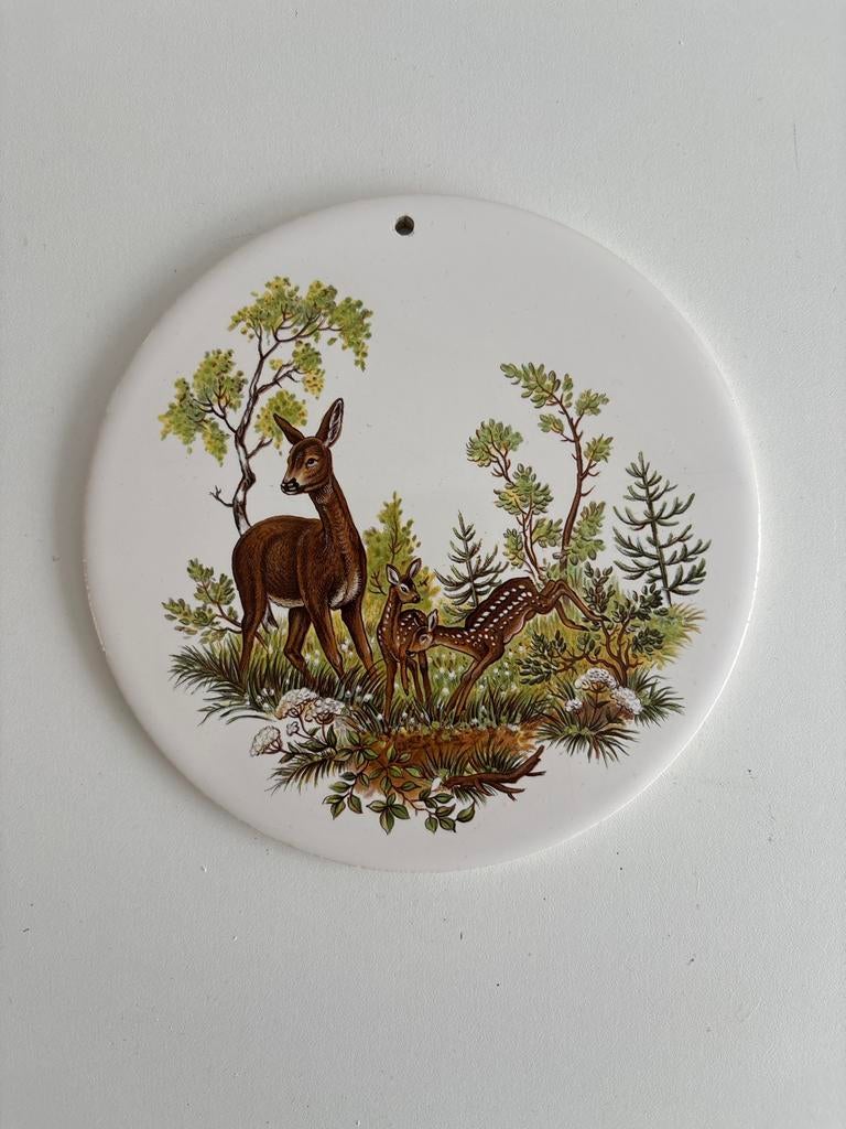 Vintage Wandtegel met Hertjes Scandinavian Design, Ophalen of Verzenden