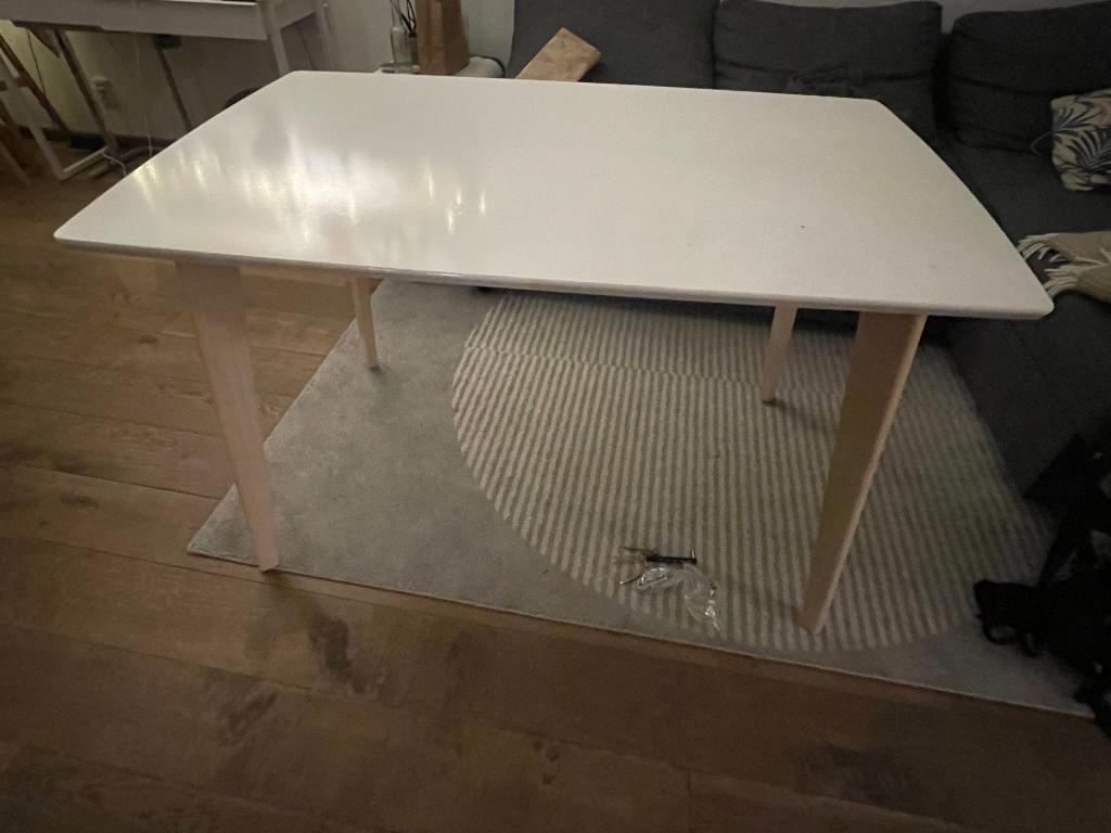 Witte houten eetkamertafel voor 4/6 personen L120, Huis en Inrichting, Tafels | Eettafels, Ophalen, Gebruikt, 100 tot 150 cm, 50 tot 100 cm