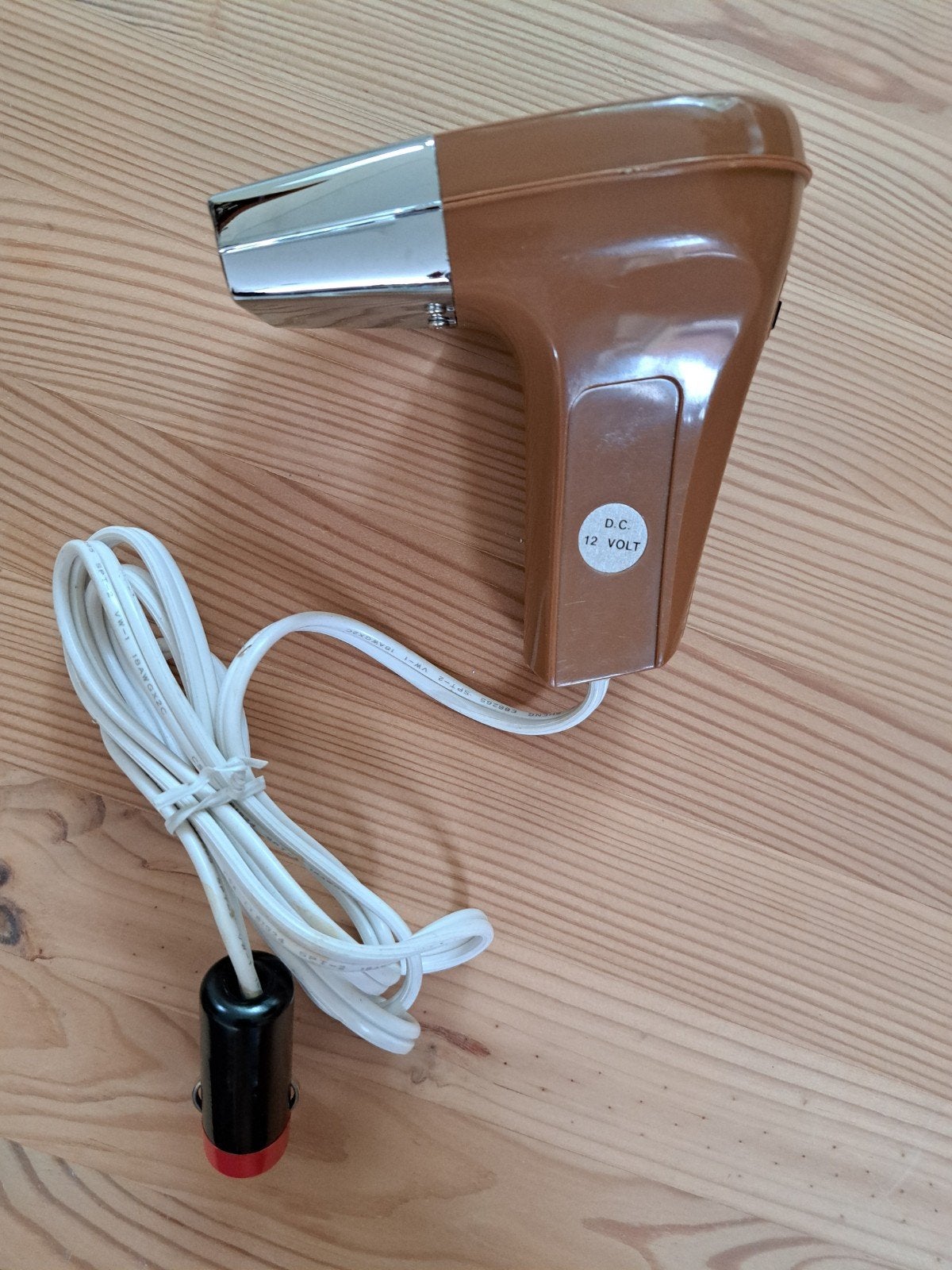 retro haarföhn vintage bruin met rvs in nieuw staat 12 volt, Ophalen of Verzenden, Huis en Inrichting