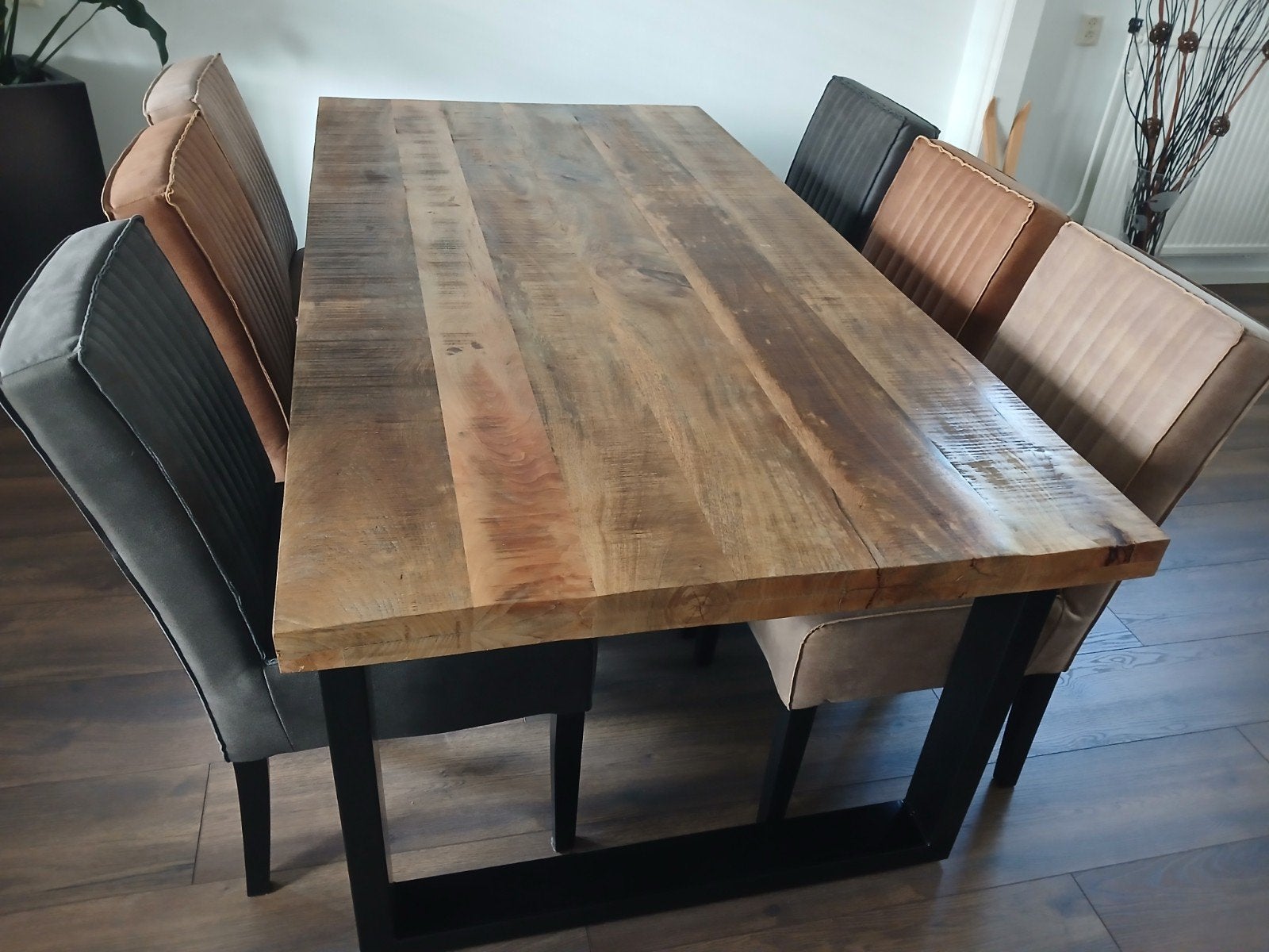 Robuuste eettafel 200x100x78 cm met dik tafelblad, Huis en Inrichting, Gebruikt, 100 tot 150 cm, Vijf personen of meer, 150 tot 200 cm