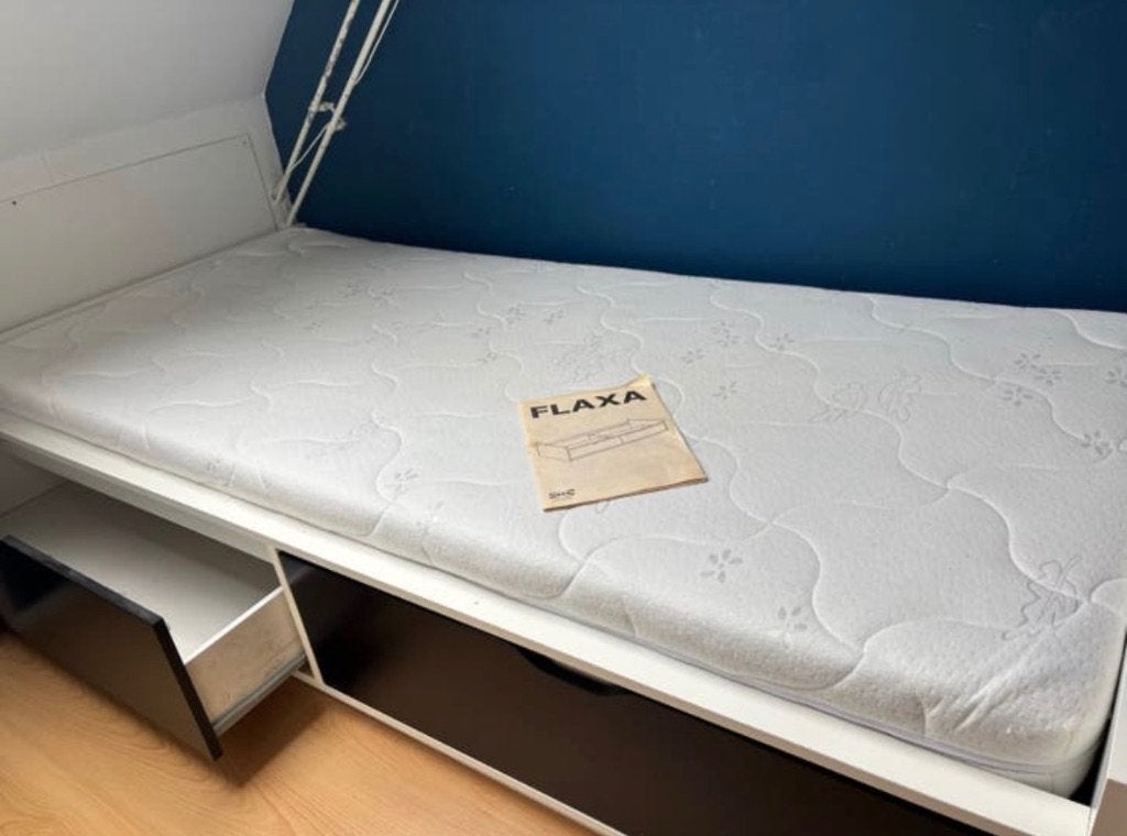 IKEA FLAXA Eenpersoonsbed met opberglades, Ophalen, Gebruikt, 90 cm, Eenpersoons