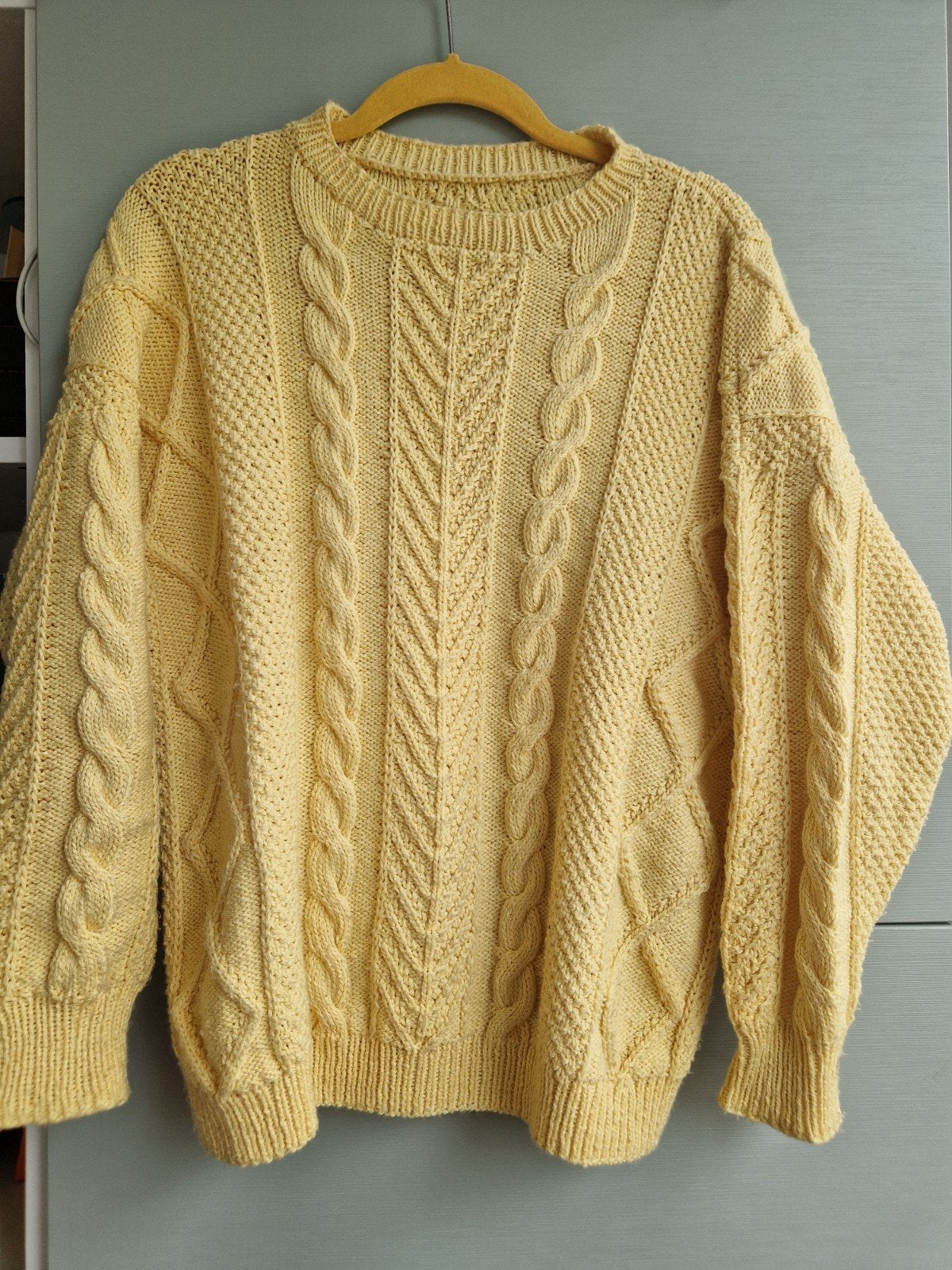 Vintage handgebreide katoenen trui kabeltrui maat M 38 40, Kleding | Dames, Truien en Vesten, Ophalen of Verzenden, Zo goed als nieuw