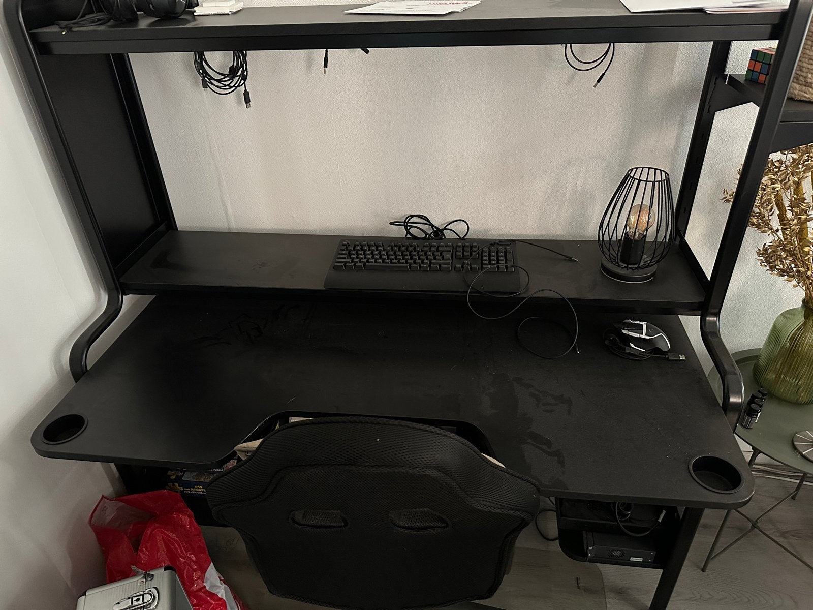 IKEA Gamingbureau, Ophalen, Zwart, Opzetstuk, Gebruikt