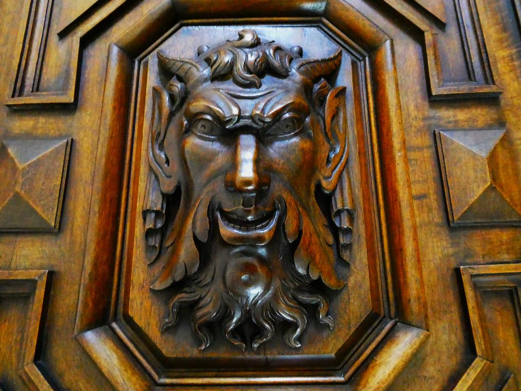 2 Deurpanelen met God Pan / Sater gezicht Griekse mythologie, Ophalen of Verzenden