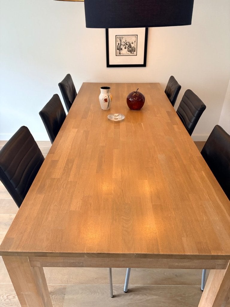 eettafel en stoelen (gratis af te halen), Huis en Inrichting, Tafels | Eettafels, Ophalen, Gebruikt, 200 cm of meer, 50 tot 100 cm