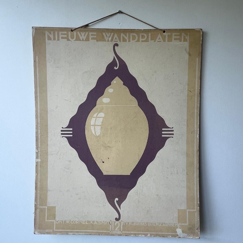 Art deco jaren 20 30 serie Nieuwe Wandplaten no. 12 vaas, Antiek en Kunst, Antiek | Schoolplaten, Ophalen of Verzenden, Geschiedenis