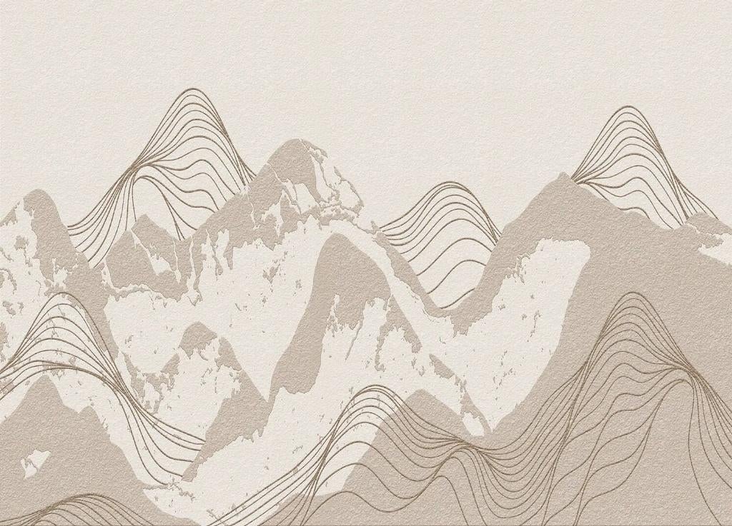 Mountain Landscape fotobehang - zand/beige vliesbehang, Verzenden, Minder dan 10 m², Beige, Bergen, mountain, zand, beige