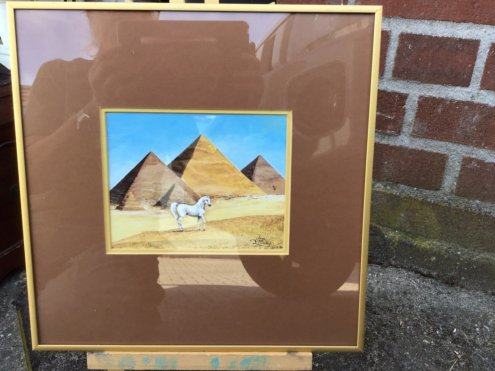 Schilderij Anja Meeldijk,arabische volbloed pyramide egypte, Ophalen of Verzenden