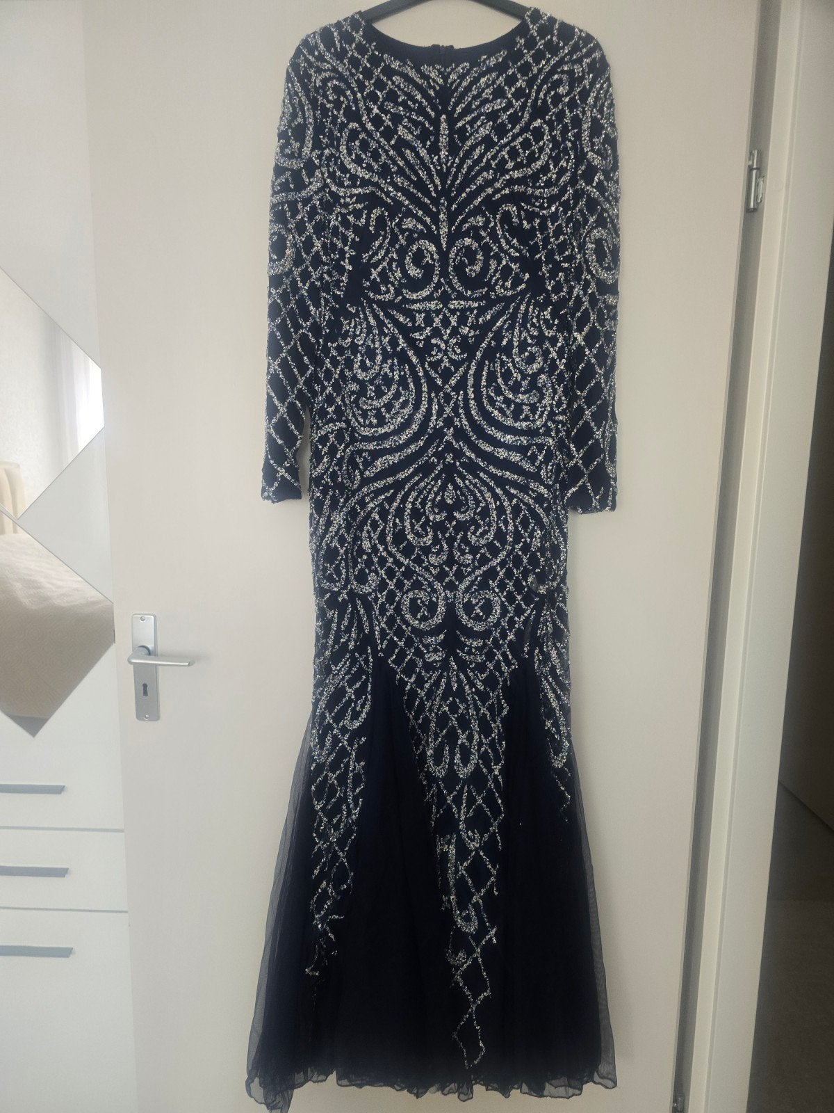 Elegante Avondjurk met Pailletten - Maat M, Maat 38/40 (M), Blauw, Ophalen of Verzenden, Onder de knie