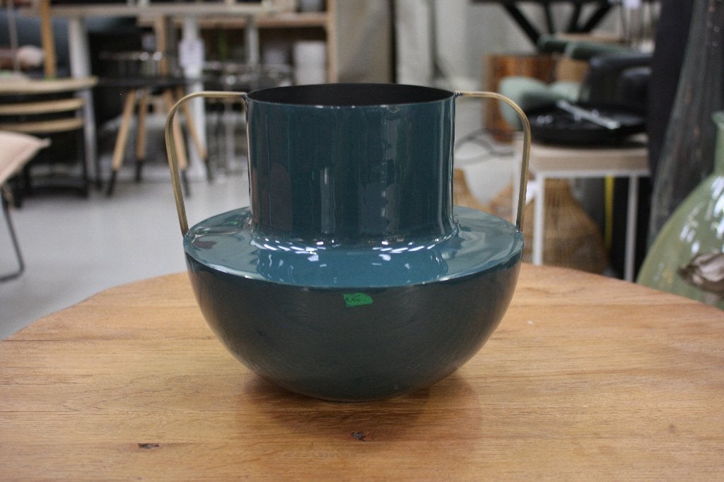 3 x hippe vaas SUNJIA metaal blauw mint-groen Light & Living, Huis en Inrichting, Ophalen of Verzenden, Zo goed als nieuw, Metaal