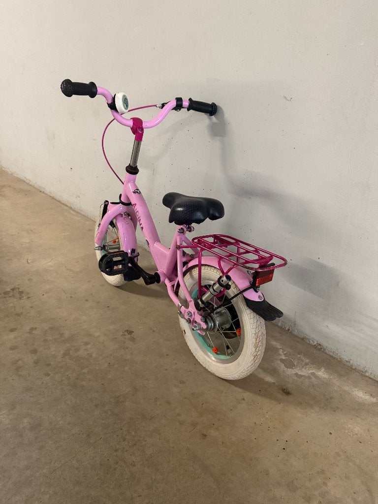 Kinderfiets Alpina roze   ( 12 inch ), Ophalen, Gebruikt, Terugtraprem, 14 inch of minder