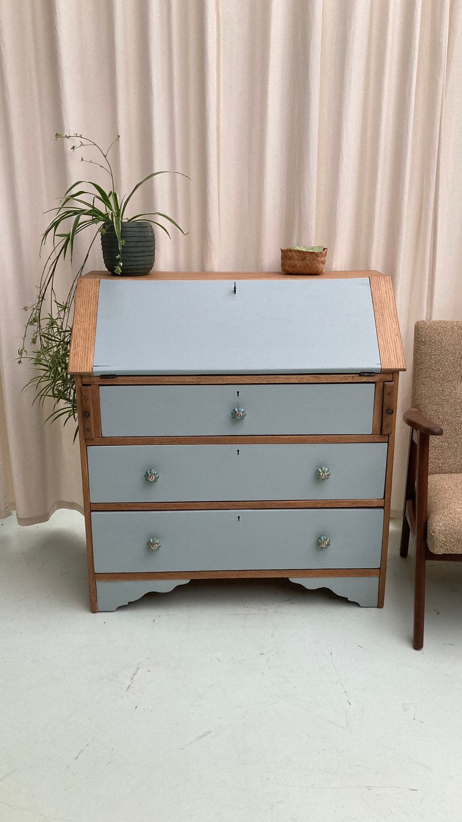 Restyled ladenkast - secretaire - commode, Ophalen, 50 tot 100 cm, Zo goed als nieuw, 3 of 4 laden