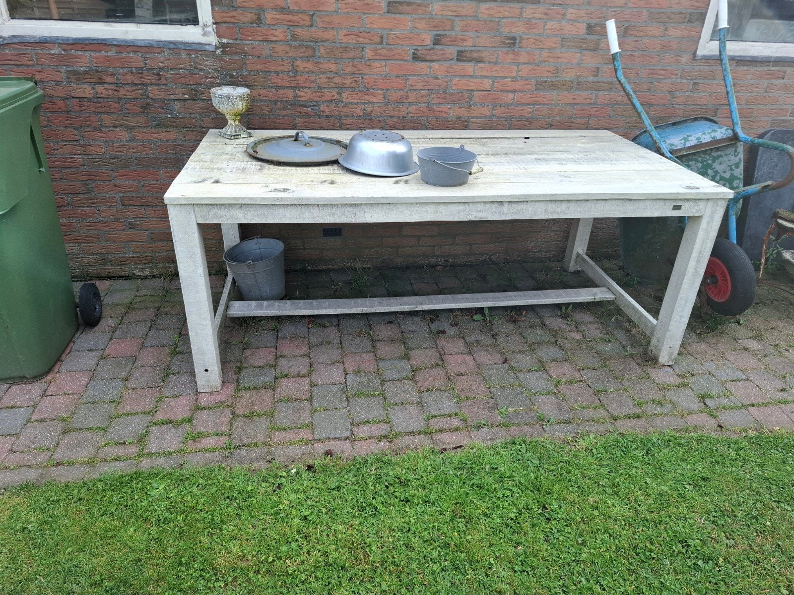 Steigerhouten tafel - Robuust en sfeervol, Ophalen, Gebruikt, Rechthoekig