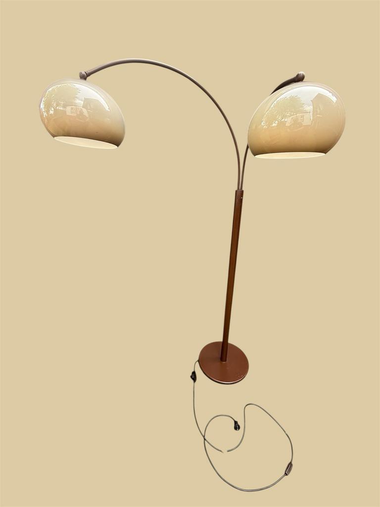 Dijkstra booglamp met 2 bollen - Vintage design, Huis en Inrichting, Lampen | Vloerlampen, Gebruikt, 150 tot 200 cm, Metaal, Ophalen
