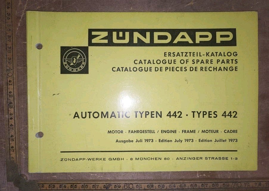 Onderdelen Catalogus Zündapp 442  1973, Ophalen of Verzenden, Gebruikt