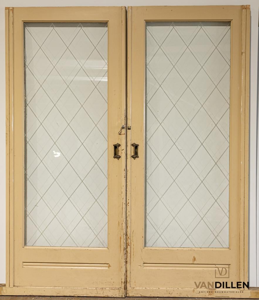 Mooie ensuite schuifdeuren met geslepen glas en handvatten, Ophalen, Gebruikt, 120 cm of meer, Binnendeur
