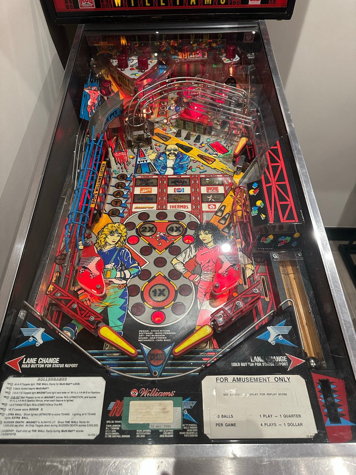 Williams Rollergames Flipperkast - Klassieke Arcade Sensatie, Ophalen, Gebruikt, Elektronisch, Williams