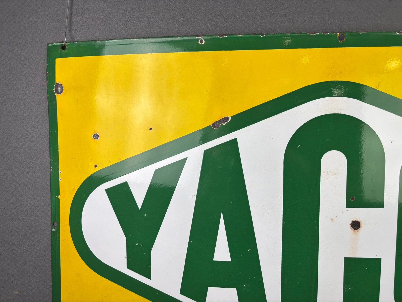 Oud origineel yacco olie emaille reclamebord 100 x 66 cm, Ophalen, Reclamebord, ., Zo goed als nieuw