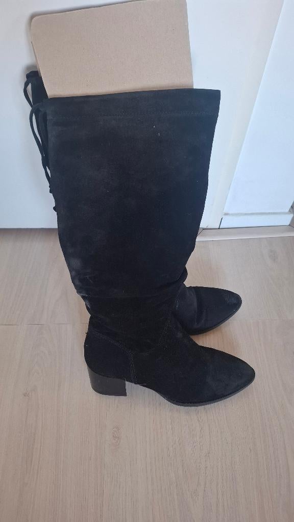 Hoge laarzen van suède (Tamaris, maat 39), Tamaris, Hoge laarzen, Zwart, Ophalen of Verzenden