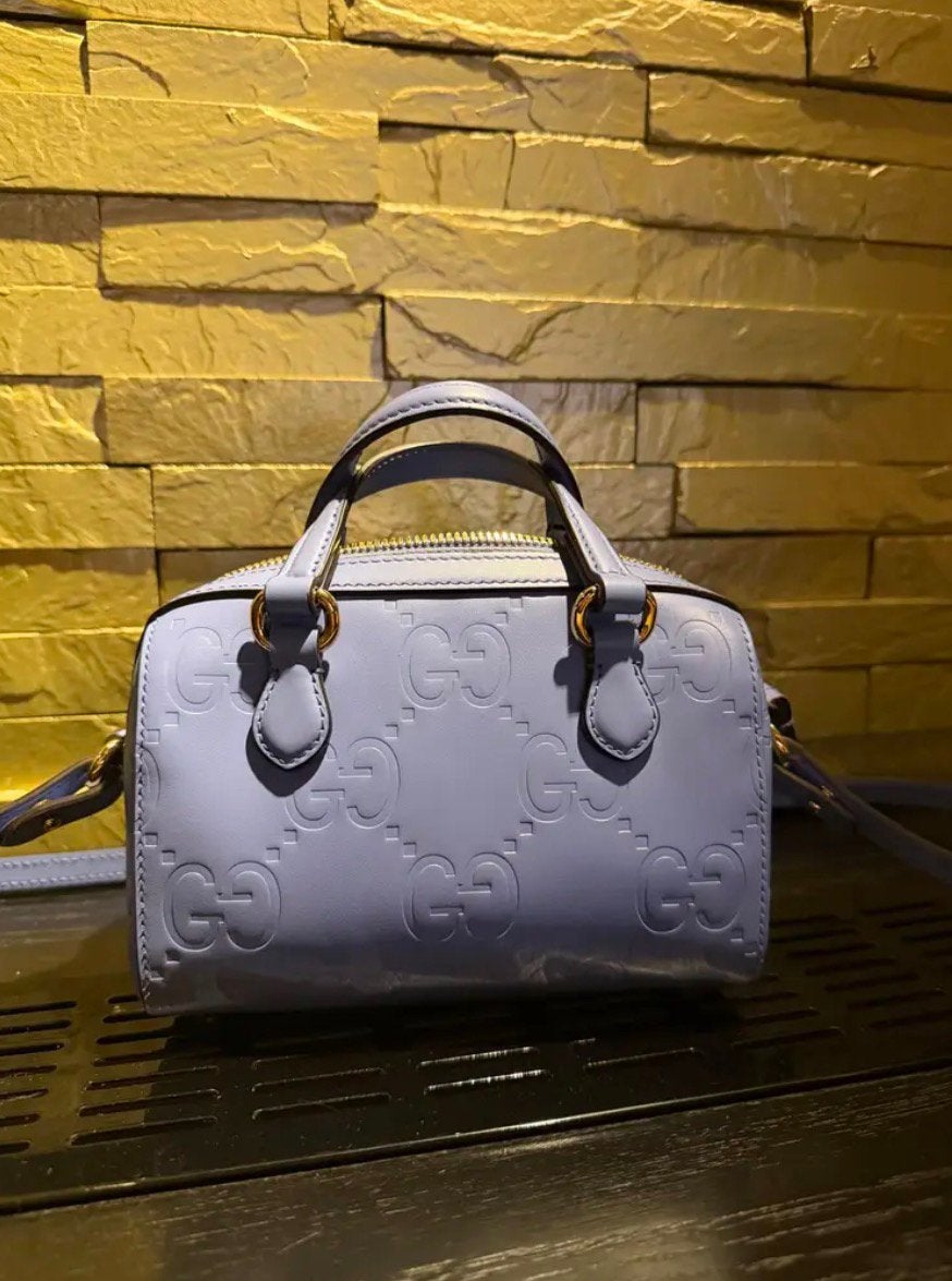 Gucci boston leather bag, Ophalen of Verzenden, Zo goed als nieuw, Paars, Schoudertasje