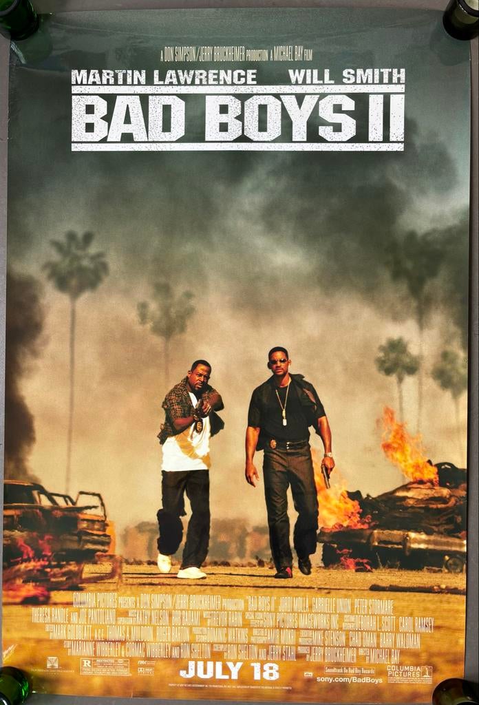Bad Boys II filmposter - Will Smith, Martin Lawrence, Deurposter of groter, Ophalen of Verzenden, Film en Tv, Rechthoekig Staand