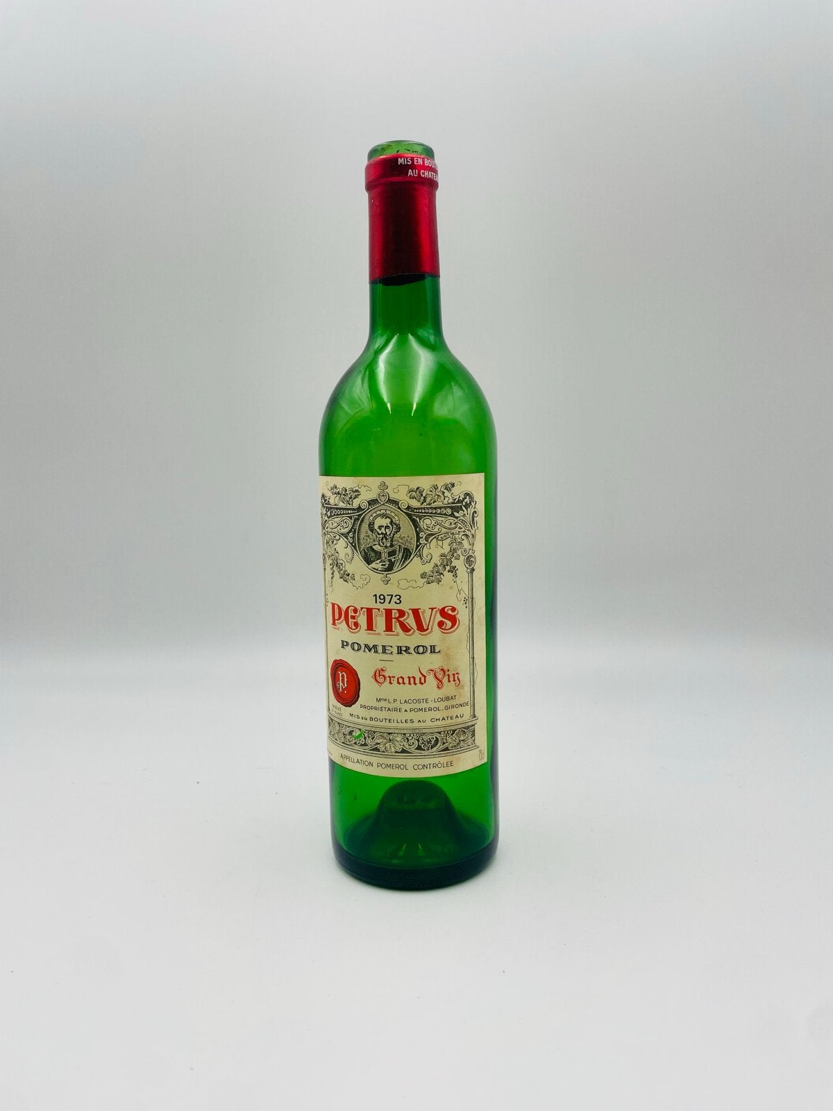 Lege Petrus 1973 wijnfles - Decoratief item, Ophalen of Verzenden, Gebruikt, Frankrijk, Rode wijn