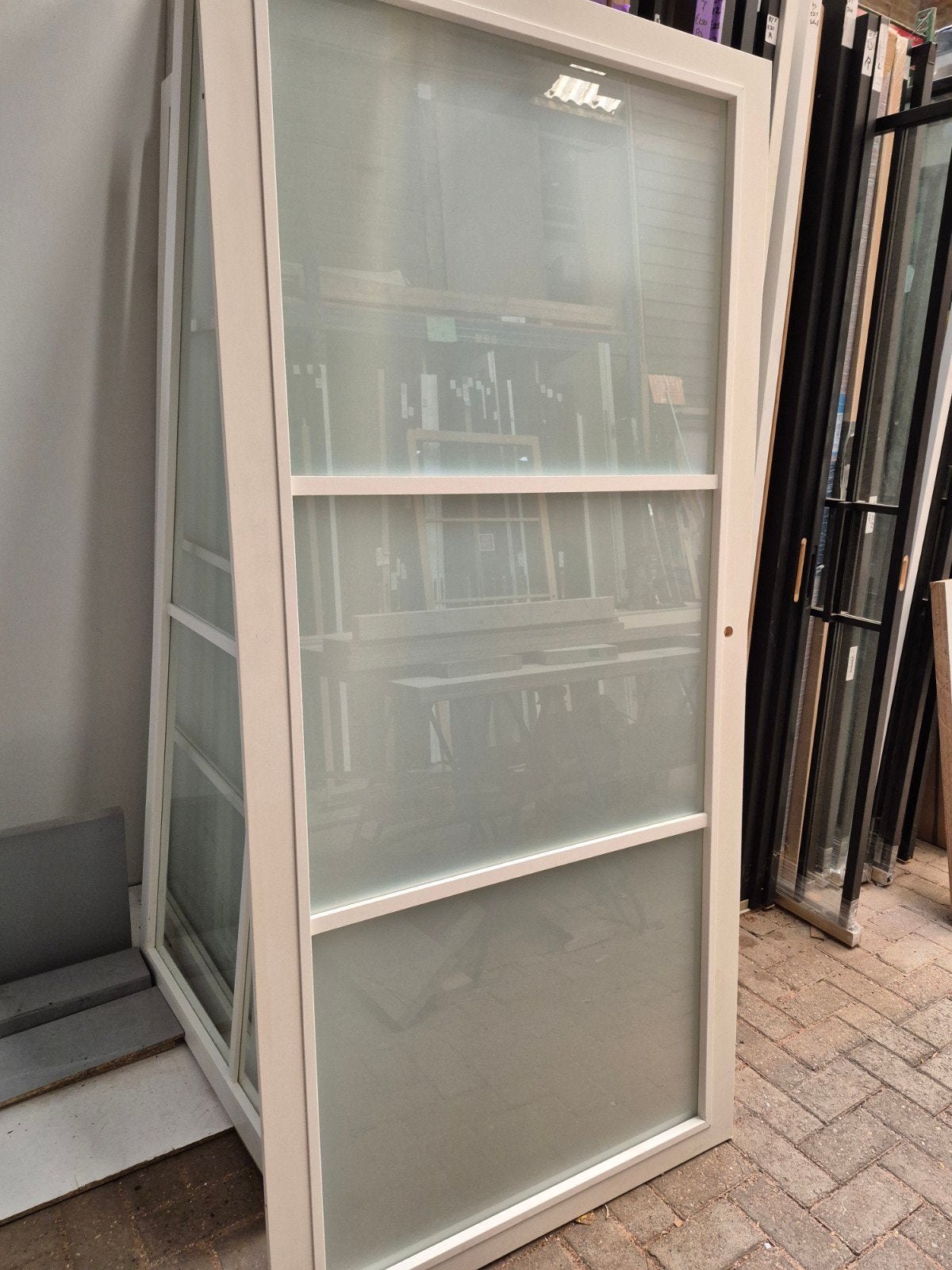 93x201,5cm opdek L binnendeur staallook wit mat glas SL54, Doe-het-zelf en Verbouw, Deuren en Horren, Ophalen, Cando, 80 tot 100 cm