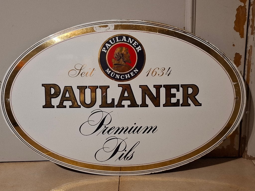 Emaillebord Paulaner, Verzamelen, Biermerken, Ophalen of Verzenden, Nieuw, Reclamebord, Plaat of Schild, Overige merken