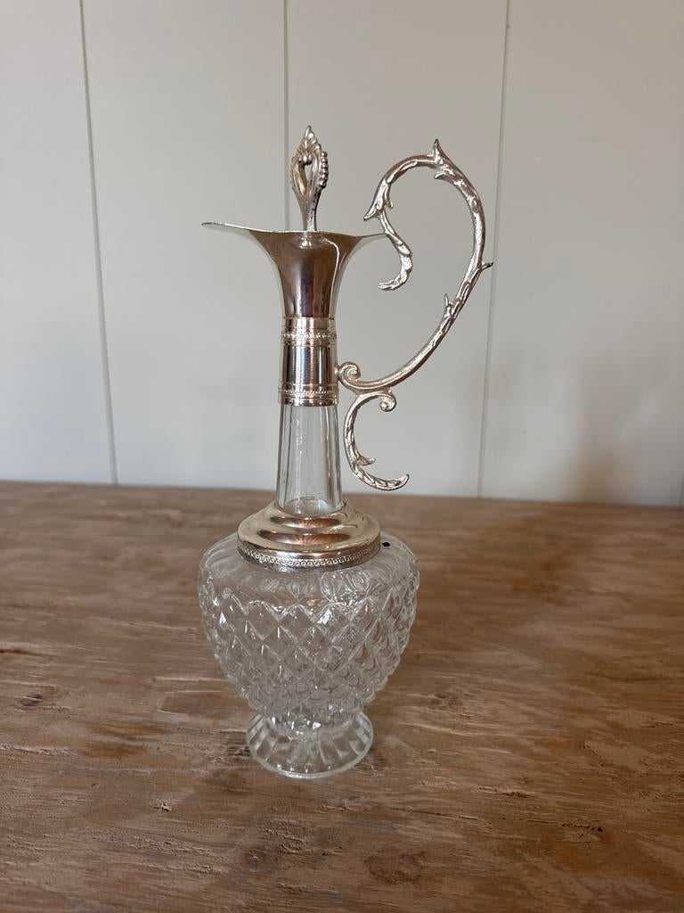 Antieke glazen karaf met verzilverde details, Antiek en Kunst, Antiek | Glas en Kristal, Ophalen
