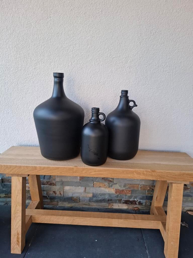 Zwarte glazen vazen, Huis en Inrichting, Woonaccessoires | Vazen, Zwart, Minder dan 50 cm, Glas, Ophalen
