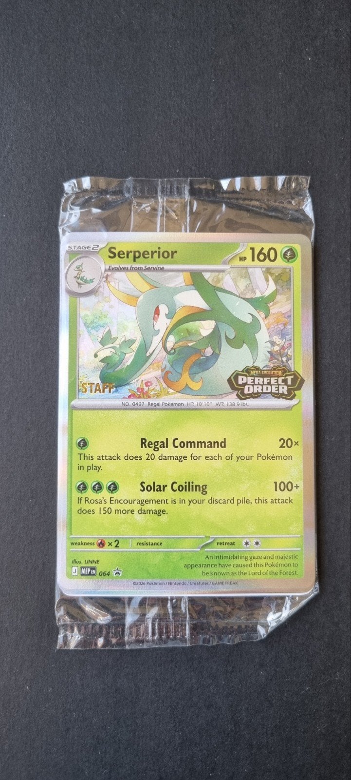 Serperior MEP 064 Staff Stamped Sealed, Hobby en Vrije tijd, Verzamelkaartspellen | Pokémon, Ophalen of Verzenden, Zo goed als nieuw
