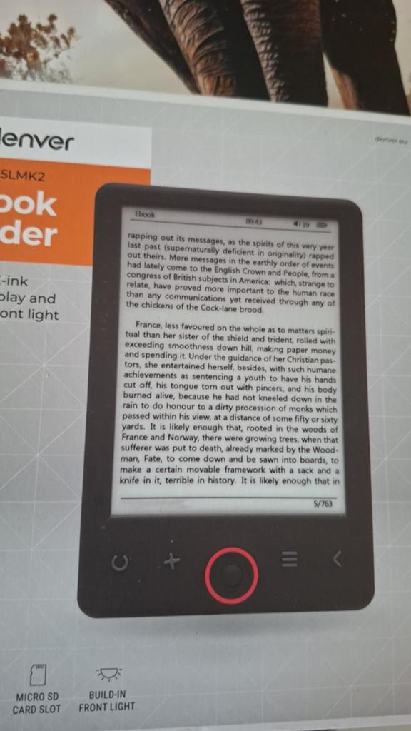 Denver EBO-635LMK2 E-reader met 6 inch E-ink scherm, Computers en Software, E-readers, Zo goed als nieuw, 6 inch of minder, 4 GB of minder