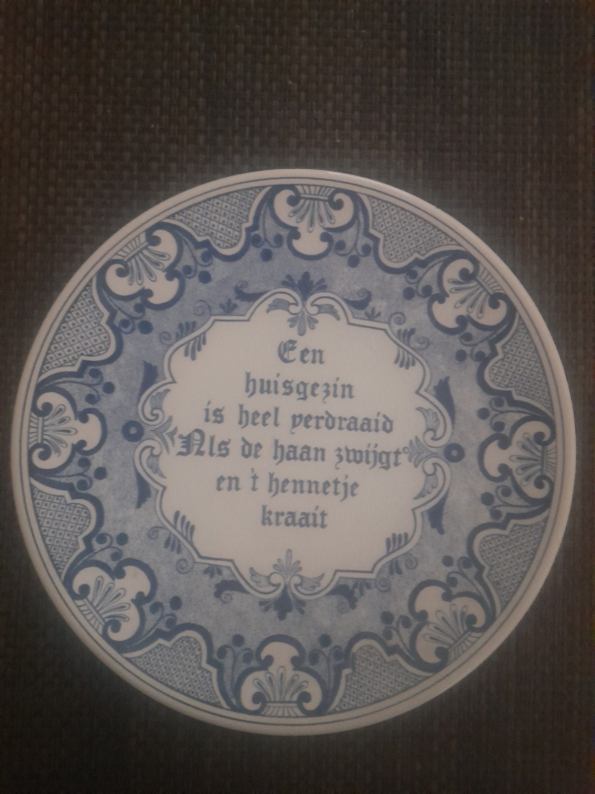 Delfts blauw handbewerkt wandbord "Oude spreuken", Antiek en Kunst, Verzenden