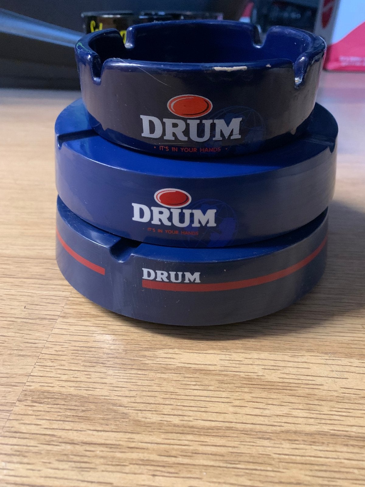 3 Drum Shag asbakken - Drum tabacco, Ophalen of Verzenden, Gebruikt, Asbak