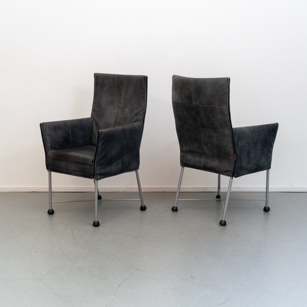 Montis Chaplin eetkamerstoelen Antraciet leder, Niet ingevuld, Zo goed als nieuw, Niet ingevuld, Niet ingevuld