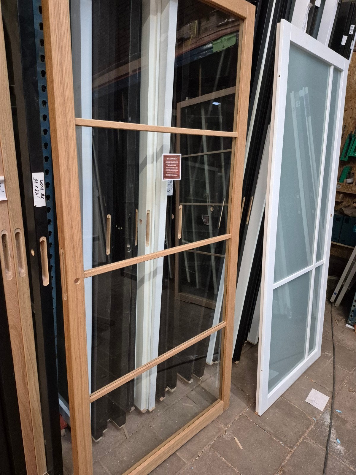 93x201,5cm stomp eiken staallook blank vh glas bk1, Ophalen, 80 tot 100 cm, ., Binnendeur