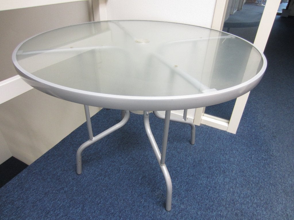 Tuintafel Glas Grijs, Ophalen, Gebruikt, Rond, Metaal
