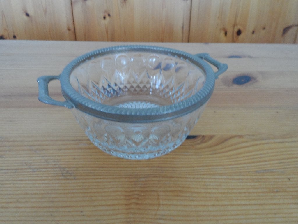 Glazen schaaltje met metalen rand, Antiek en Kunst, Ophalen of Verzenden