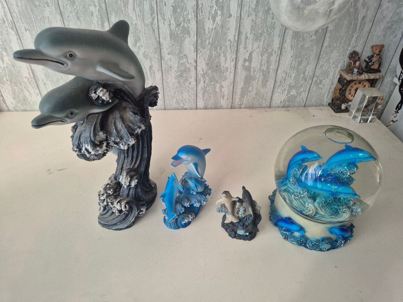 Dolfijnen decoratie set - 4 stuks, Gebruikt, Blauw, Overige stijlen, Kunststof
