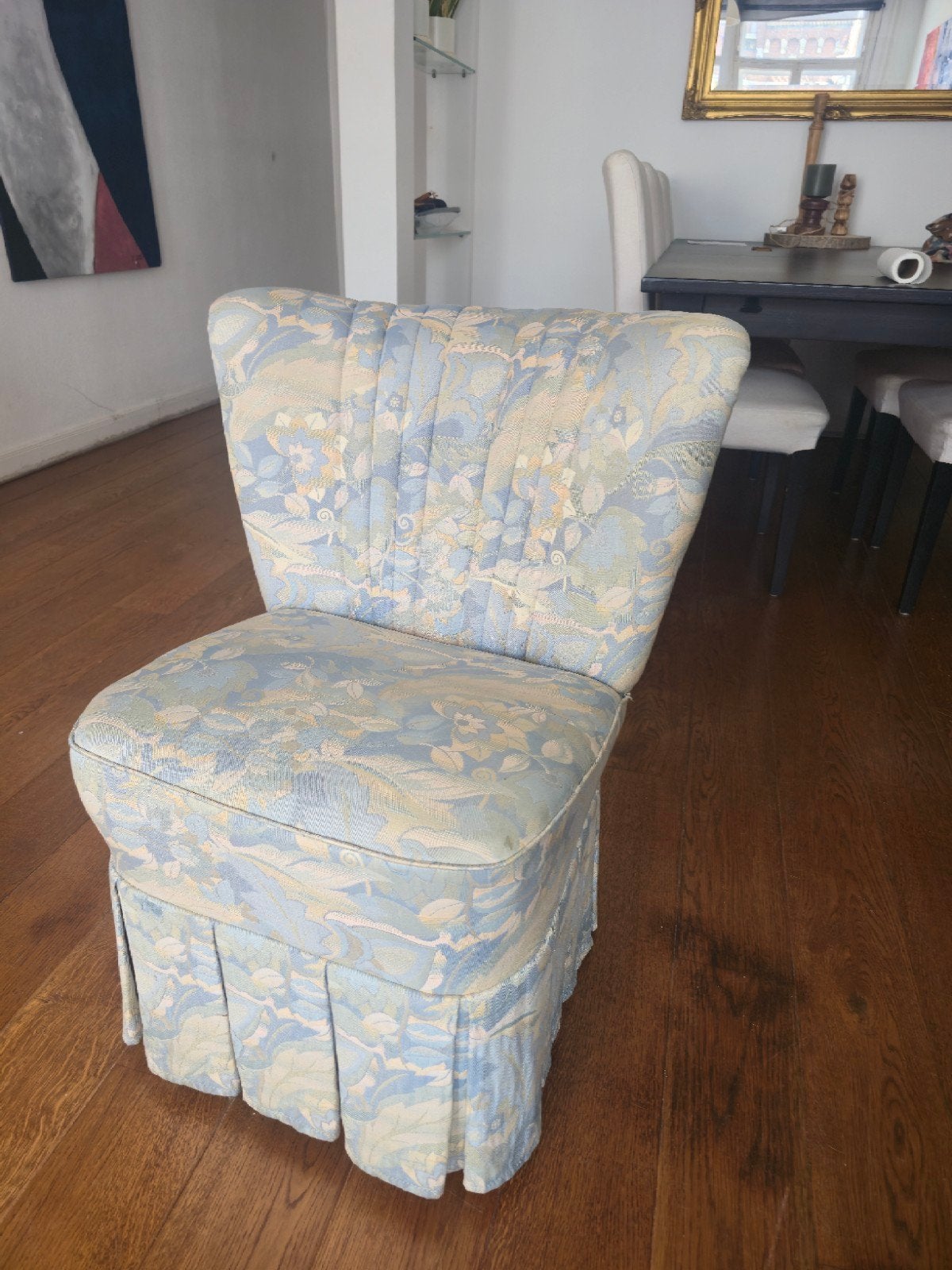 Vintage gestoffeerde stoel met bloemenprint, Antiek en Kunst, Ophalen